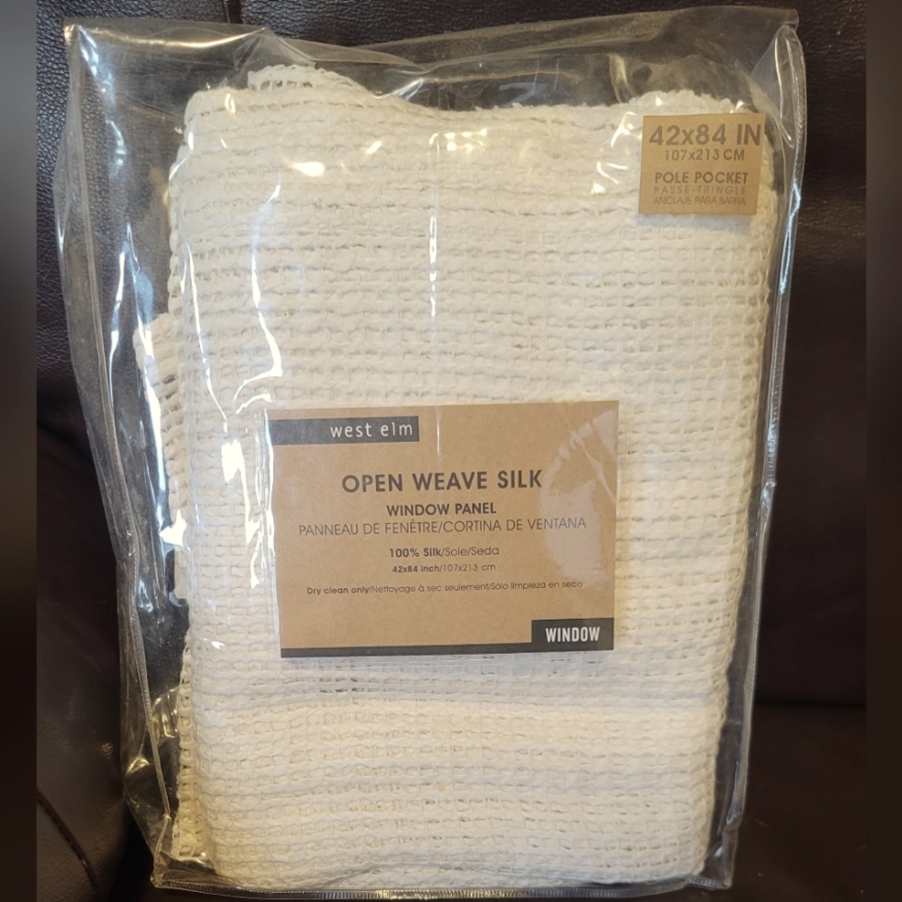West Elm Open Weave Silk Window Panel X 3 Bone Colour